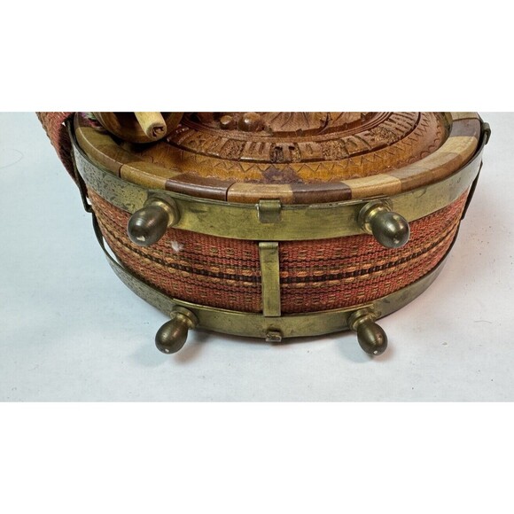 Vintage Wooden Flask Drinking Vessel Antique Hand Carved Wooden Flask  w/Strap - Picture 9 of 10